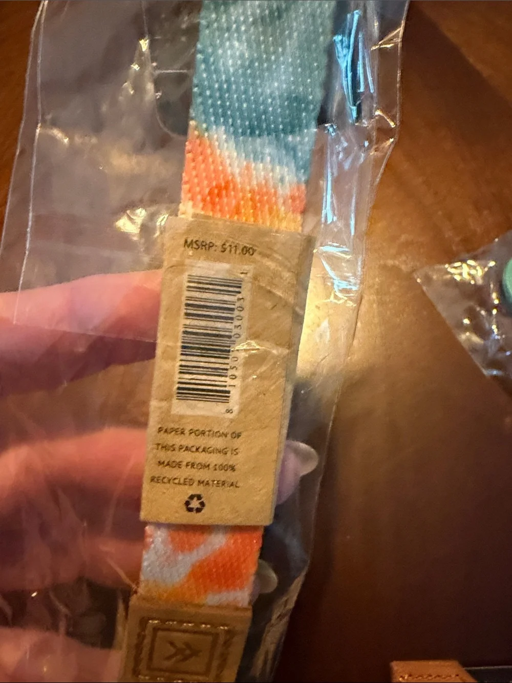 Kavu Tie-Dye Orange Blue Thread Wallet Card Holder with Teal Hardware